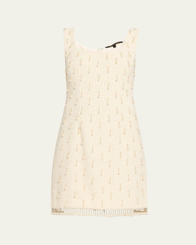 Amelia Sleeveless Beaded Boucle Mini Dress